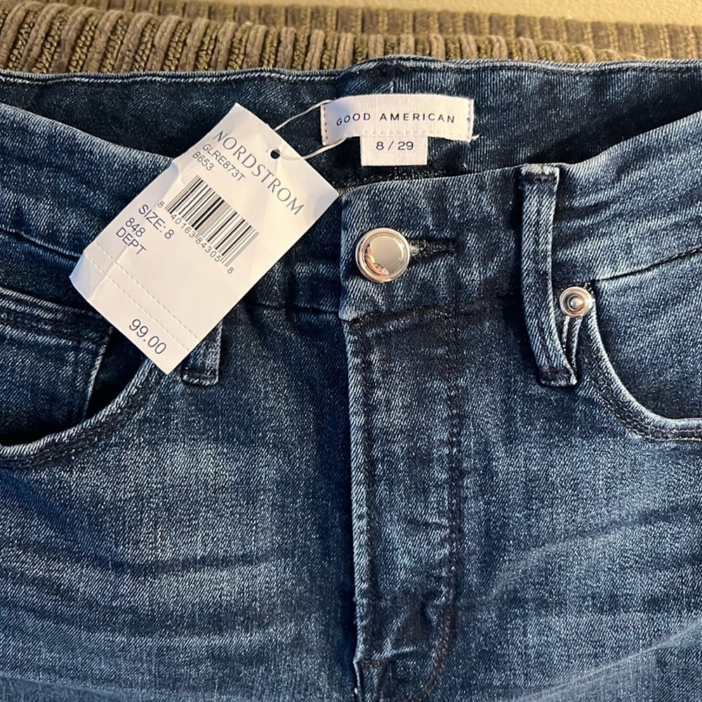 Good American Good Legs Raw Hem Skinny Jeans